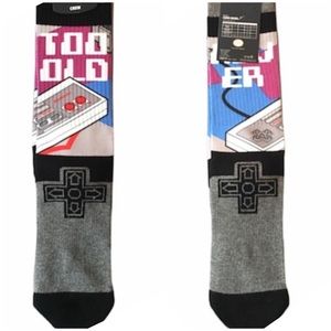 Nintendo Never To Old Pair of Crew Socks, Gray